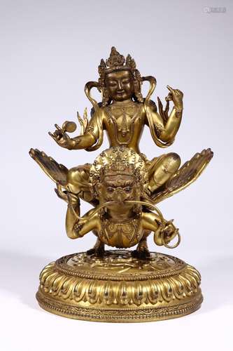 King: copper and gold dapeng's statueSize: 25.5 cm wide ...