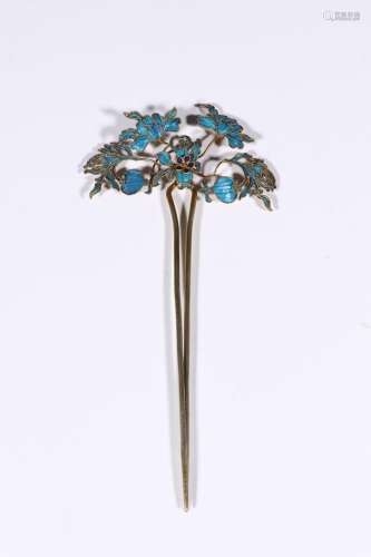 Silver and gold points in cui flower hairpinSize: 18 cm wide...