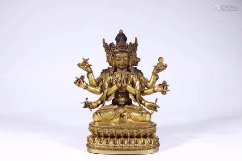 : copper and gold statue of mother Buddha caveSize: length o...