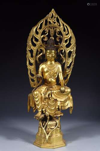 : copper and gold backlit guanyin caveSize: 55 cm long and 2...