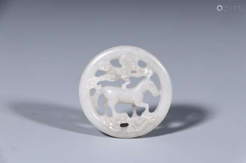 Hetian jade engraved look horse cloud listedSize: 5.1 cm in ...