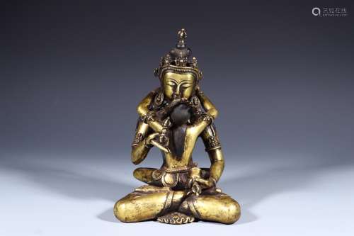 Buddha: copper and gold doubleSize: 11 cm high 25.5 cm long ...