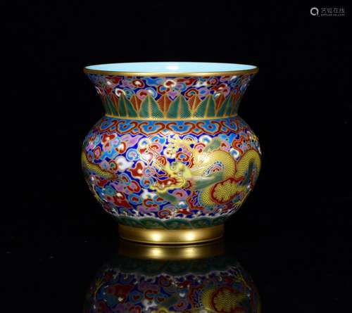 In colored enamel gold dragon bucket 11 * 11 m