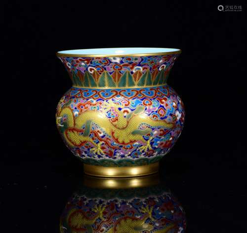 In colored enamel gold dragon bucket 11 * 11 m