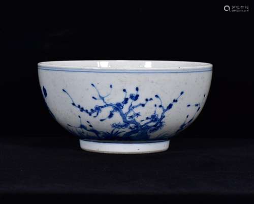 Bowl of 9 * 19 m in blue and white flowers and birds