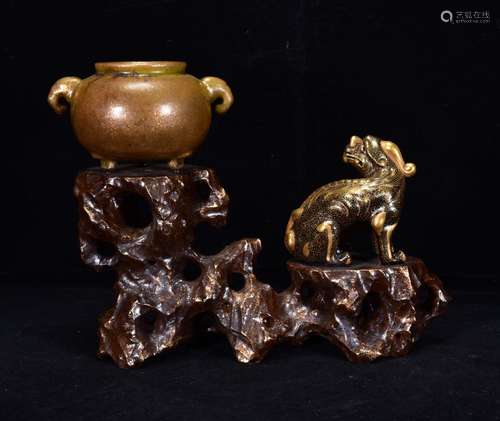 In bronze glaze coppering.as golden lion WenXiangLu 16 * 24 ...