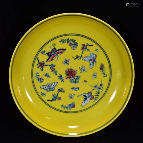 Love in yellow glaze bucket butterfly pattern plate of 4 * 1...