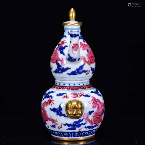 Blue and white rouge red dragon grain gold temperature hip 1...