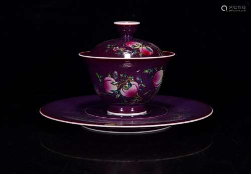 In violet color glaze and peach bowl, plate of 1.5 * 9, 10 *...