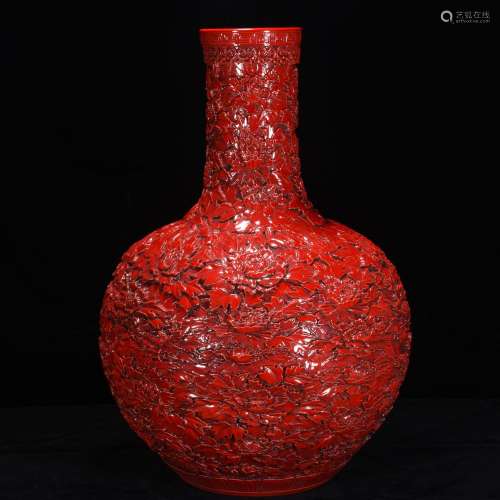 Years carved coral red peony tree 56 * 40 m