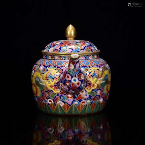 In colored enamel paint dragon pot of 12 * 18 m