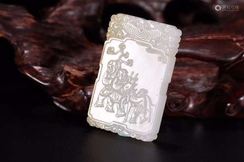 And hetian jade YingXiWen listed6.4 cm long, 4 cm wide, 0.9 ...