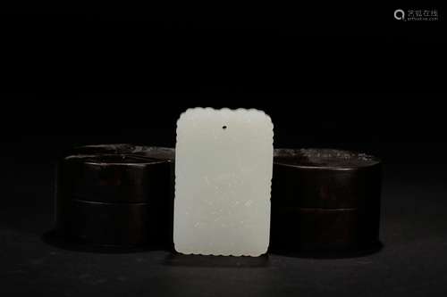 Hetian jade lotus pond yang of poetry listedSize: 4 x 6 cm w...