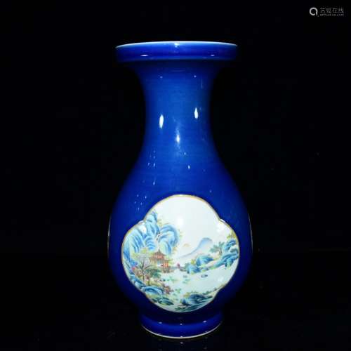 In ji blue glaze dish buccal bottle 35 * 18 m far scenery sc...