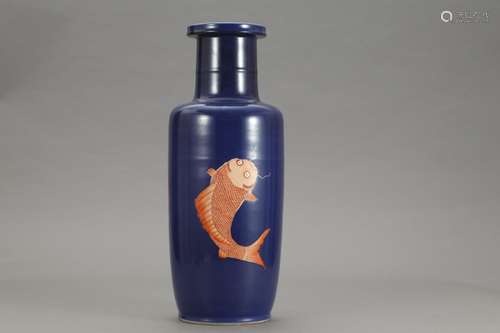 , "" blue glaze alum red carp grain wooden stickSi...