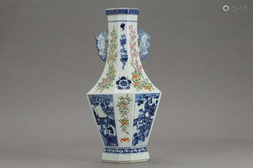 , "" blue and white enamel flowers YingXiWen eight...