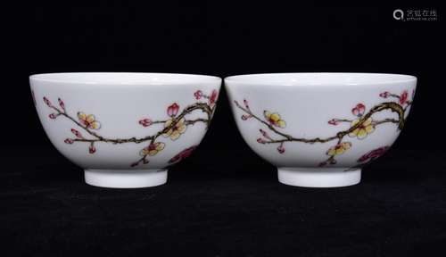 Bowl of 6 * 11 m in pastel plum blossom