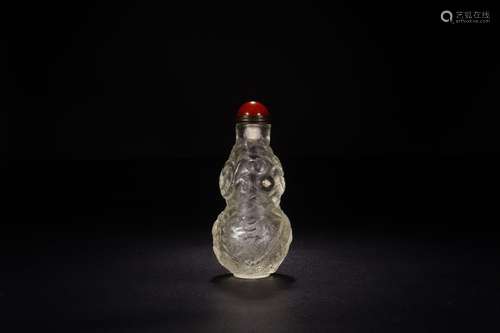 And the crystal water dragon snuff bottleSize: 4 by 8. 75 cm...