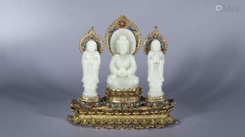 : hetian jade Buddha disciple's statueLong 20 cm width 9...