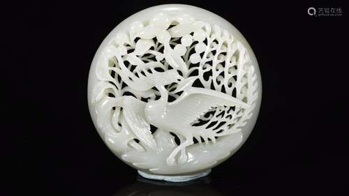 : hetian jade engraved look chicken in wattsLong 8 cm wide a...