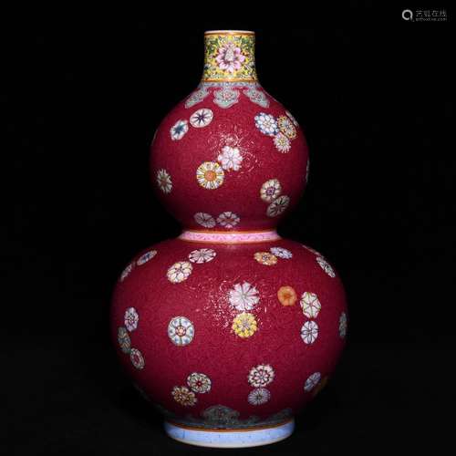 Pastel ball pattern gourd bottle, high carmine 26 16 in diam...