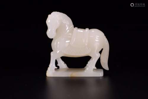 Horse, hetian jade pedal furnishing articlesHigh 7.5 cm, 6.9...