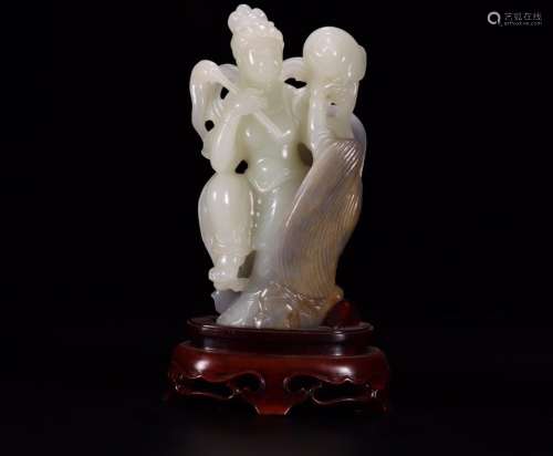 Hetian jade guanyin caveArrange ushering 26 cm high. The bas...