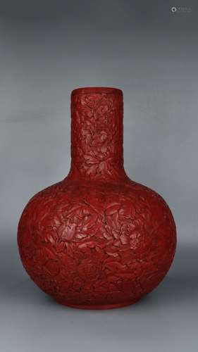 : "" carved lacquerware peony pattern tree44 cm hi...