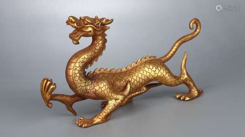 : copper and gold dragon furnishing articles23 cm long 12 cm...