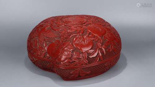 : "" carved lacquerware lacquer live and peach sha...