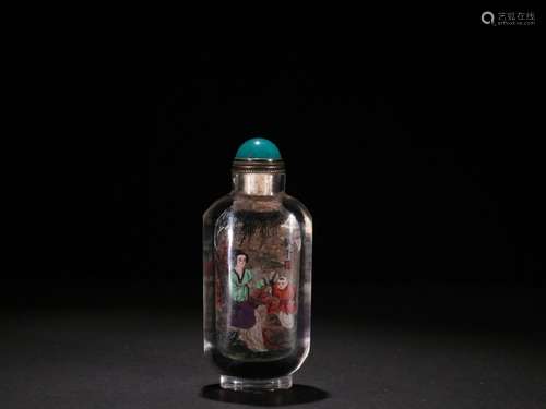 The crystal painting of snuff bottle "godson figure&quo...