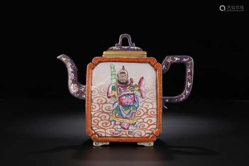 The teapot, the old purple sand painting enamel charactersSp...