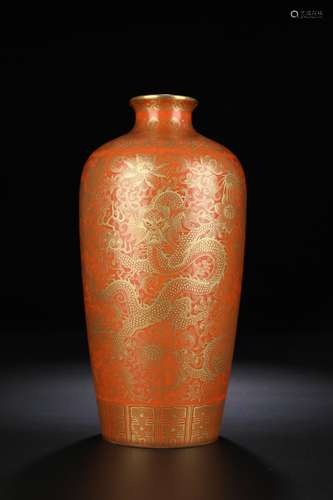 A flower bottle, coral red paint wulong playSpecification: 2...