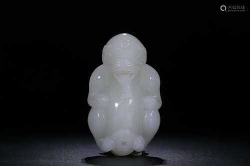 , hotan white jade the mythical wild animalHigh 8.1 CM wide ...