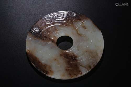 , hotan white jade belt therefore jade dragon wallDiameter o...