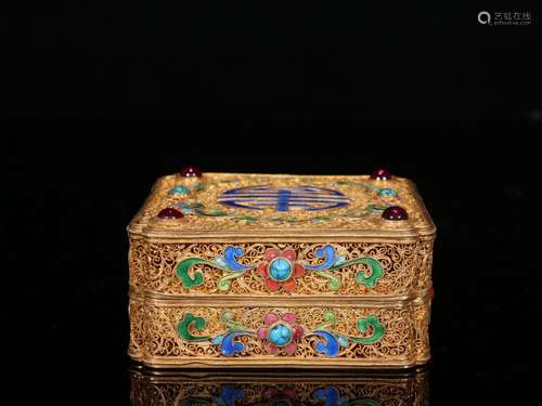 Mana burn: silver and gold wire inlay jewel-encrusted boxSpe...