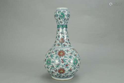 , "wanli" dou colors flower grain bottle of garlic...