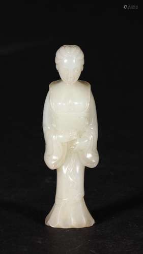 : hetian jade lady stands resembleLong and 2.6 cm wide and 2...