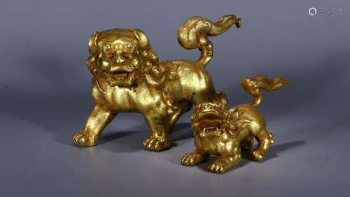 : copper gilding the lion a pair is too lessBig 12 cm long a...