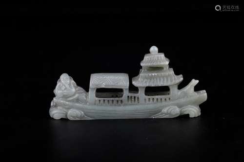 And hetian jade ship furnishing articlesSize: 11.5 * 3 * 5 c...