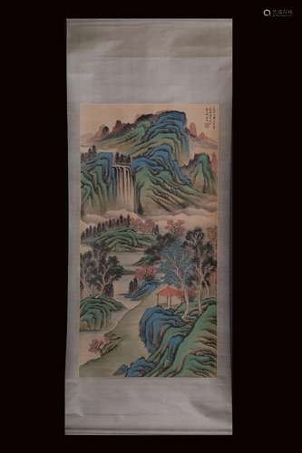 , " Huaimin" green landscape vertical shaft84 CM l...