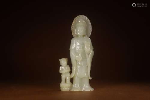 Furnishing articles, hotan jade the boy worship goddess of m...