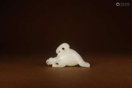 , hotan white jade figurines of people struggle eagle to pie...