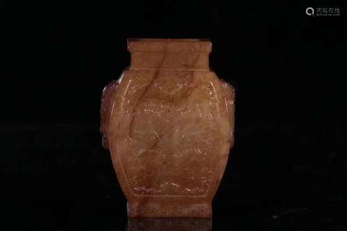 Mid: hetian jade ears square bottle, monolith carving, tire ...