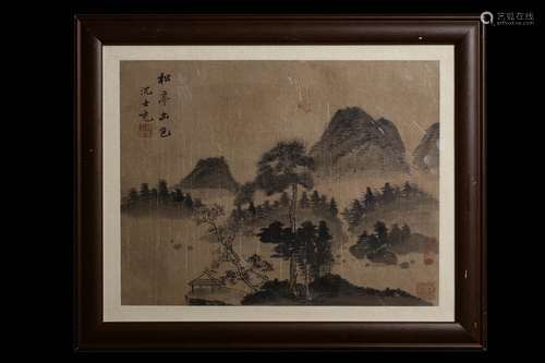 : Shen Shichong pine pavilion mountains picture framePaintin...