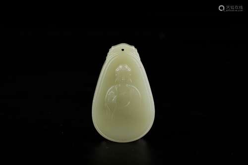 And tianwhite jade Buddha and quotationSize: 4.5 * 7 cm weig...