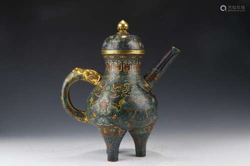 Beast: "" wire inlay enamel grain ewer19 cm high 3...