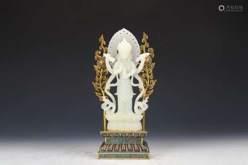 : hetian jade guanyin stands resemble six armBuddha long 11 ...