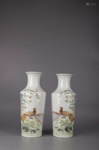 : "" pastel goose design a pair of reeds11 cm high...