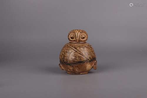 Jin: the kiln green glaze owl shaped cover tank9 cm high 11 ...